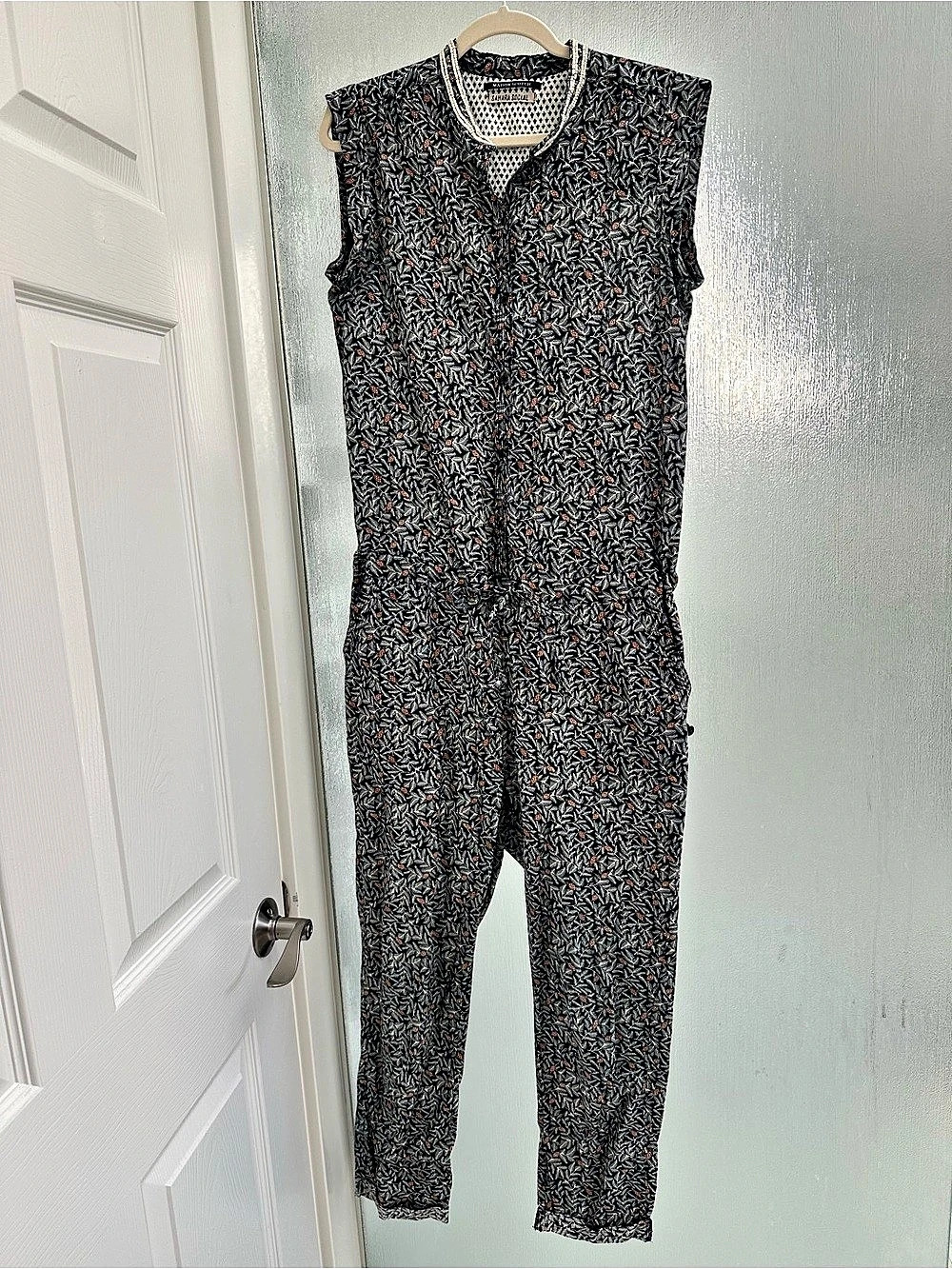 Maison Scotch Sahara Social Beaded Pinecone Print Jumpsuit S